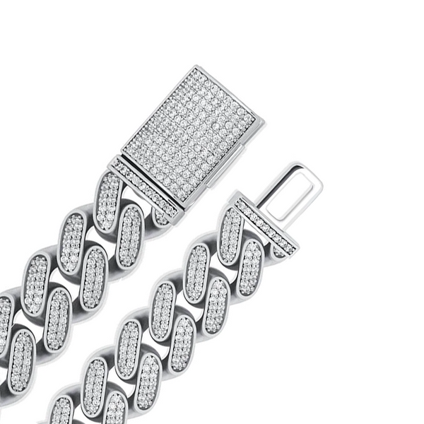 Iced Out White Gold Cuban Link Bracelet 16mm