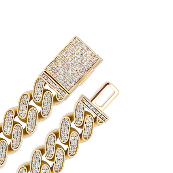 16mm Iced Out Gold Cuban Link Chain